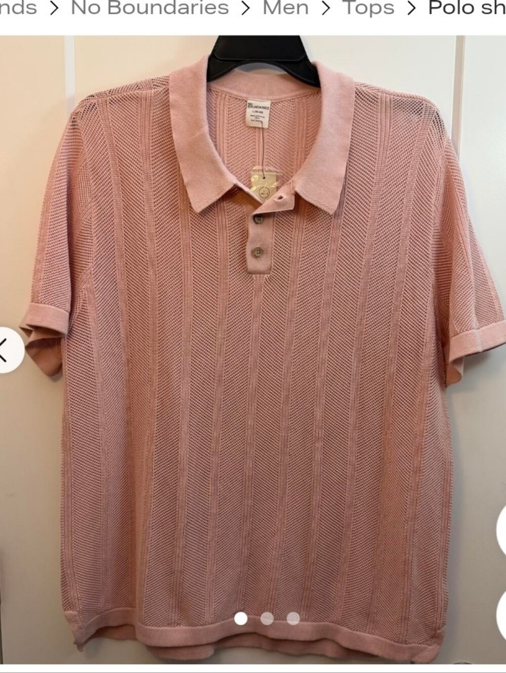 No Boundaries Men’s Dusty Pink Short-Sleeve Knit Polo